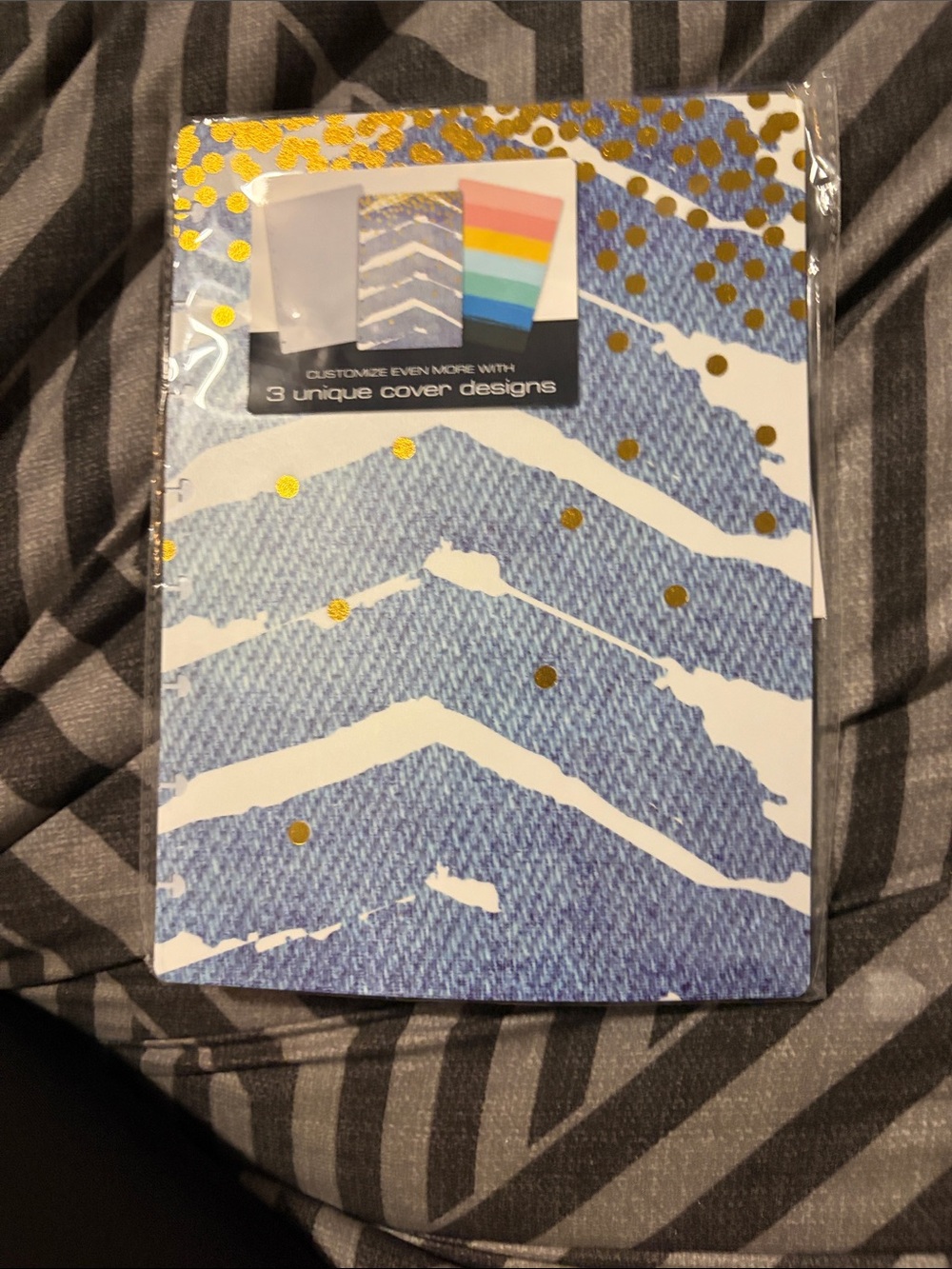 TUL Blue Denim Print Notebook with Gold Foil Dots